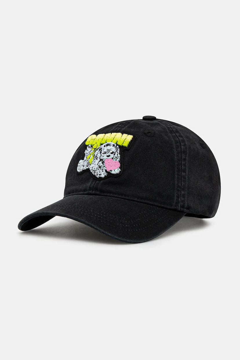 Kapa GANNI Washed Cotton Canvas Puppy Baseball Cap Crna | A6941