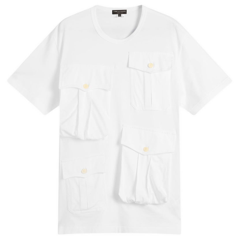 Majica kratkih rukava Comme des Garçons Homme Plus Multi Pocket T-Shirt, Size Large Bijela | PP-T005-W25-2