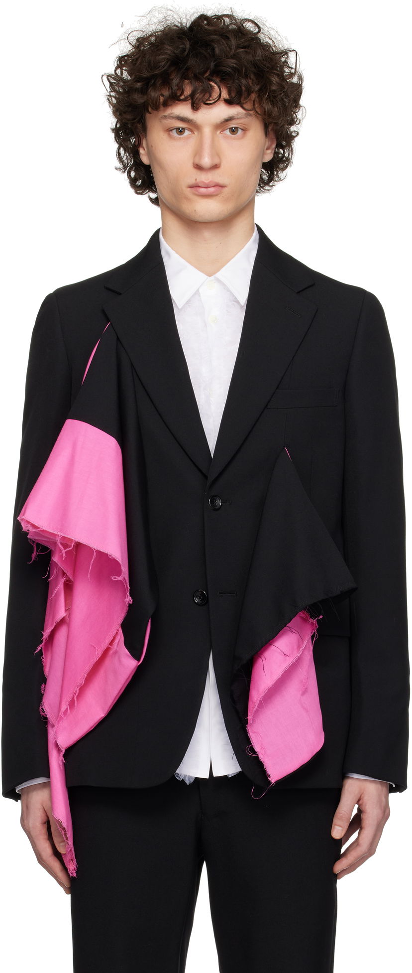 Jakna Comme des Garçons Comme des Garçons Homme Plus Gabardine Blazer with Draped Detail Crna | PO-J054-051