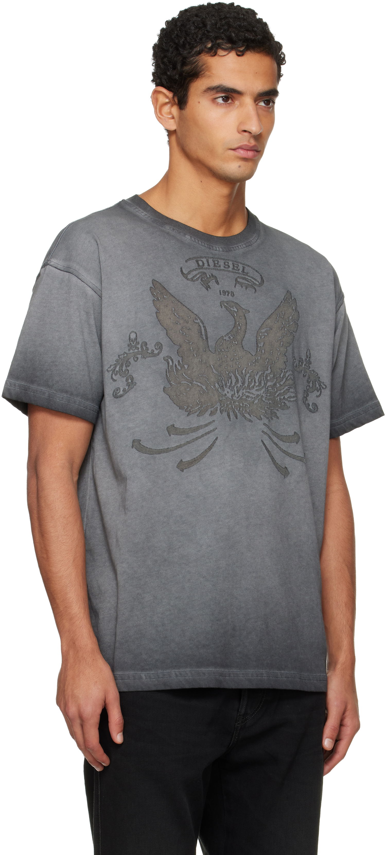 Majica kratkih rukava Diesel Faded Crewneck T-shirt with Eagle Print Siva | A19373-0DLBW-93R, 1