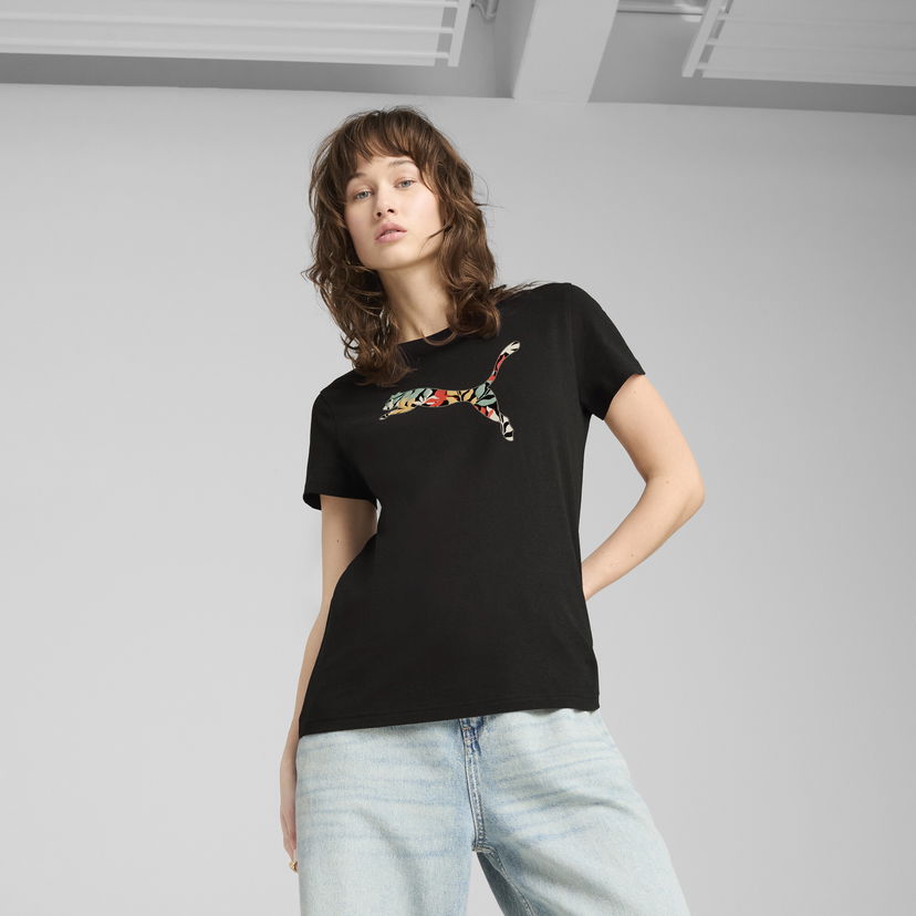 Majica kratkih rukava Puma GRAPHICS Floral Cat Logo T-Shirt Crna | 685081_01
