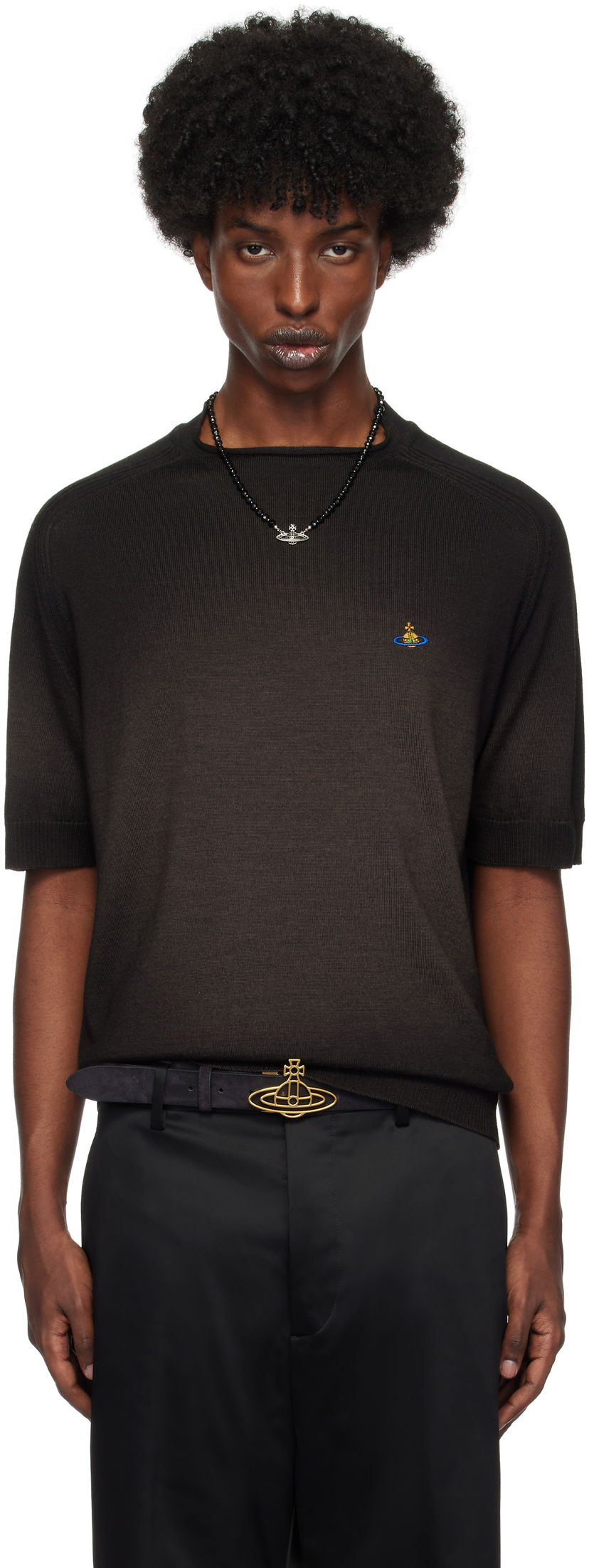 Majica kratkih rukava Vivienne Westwood T-shirt Embroidered Logo Smeđa | 2701001S-Y002V-