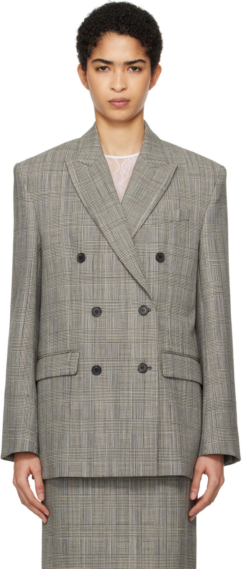 Jakna WARDROBE.NYC Double Breasted Blazer Siva | W4007F24PW
