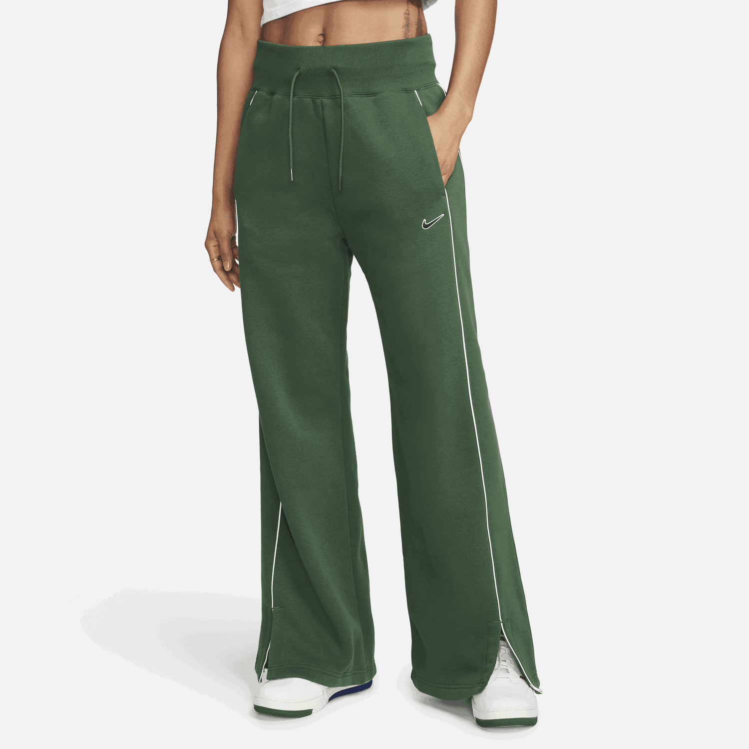 Trenirka Nike Sportswear Phoenix Fleece High-Waisted Open-Hem Tracksuit Bottoms Zelena | FV4972-323, 0