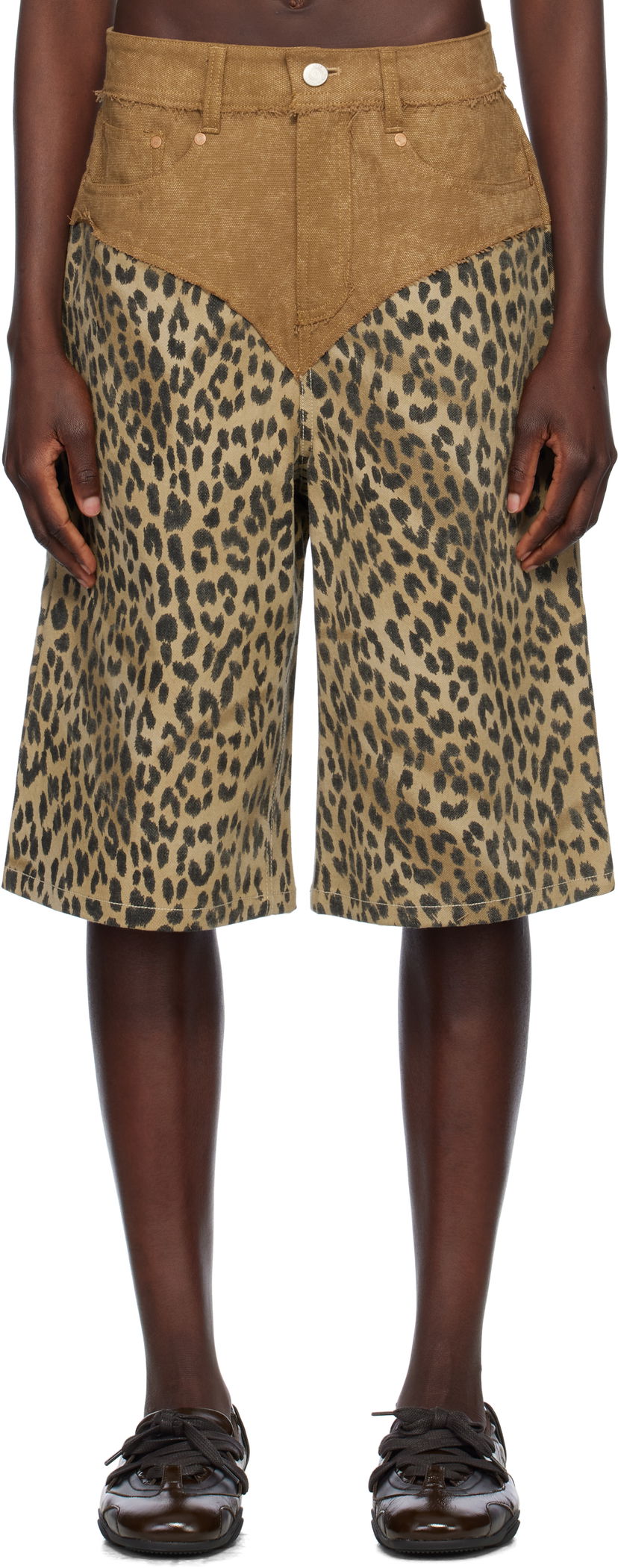 Kratke hlače Andersson Bell Oxford Combo Leopard Shorts Bež | apa821w