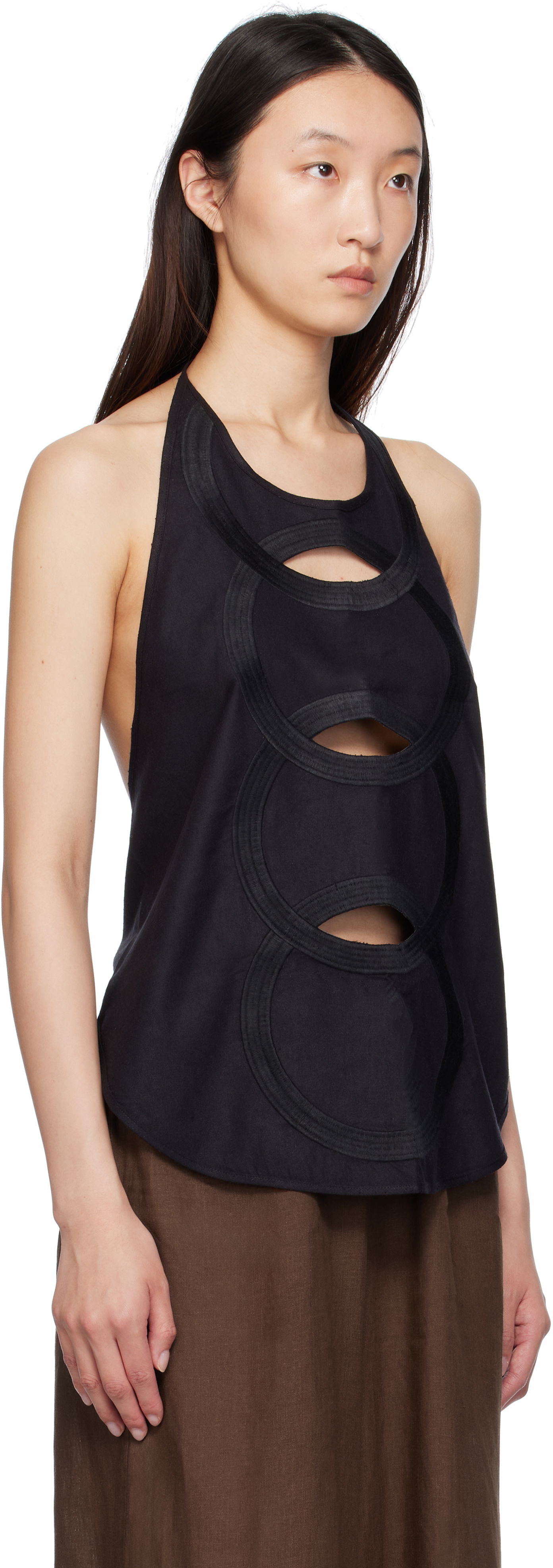 Majica bez rukava Baserange Baserange Halter Neck Cutout Top Crna | TOCHA-WS-SU25, 1