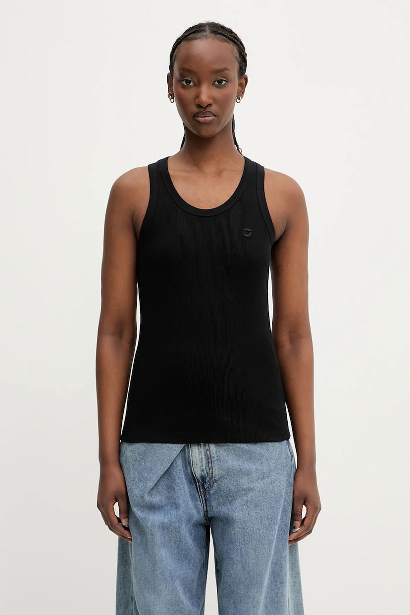 Majica bez rukava Coperni Coperni Rib Logo Tank Top Crna | COPJS12F5033