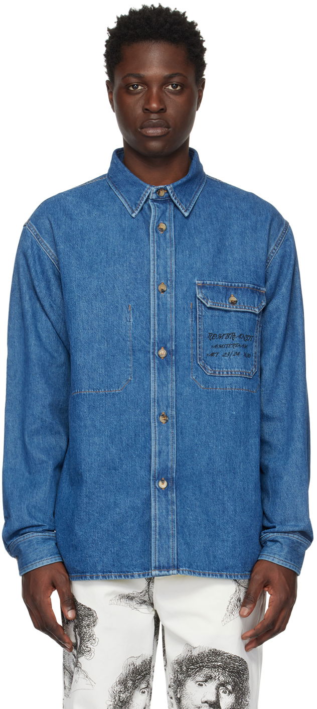 Jakna JW Anderson Blue Printed Denim Jacket Plava | SH0231-PG1240