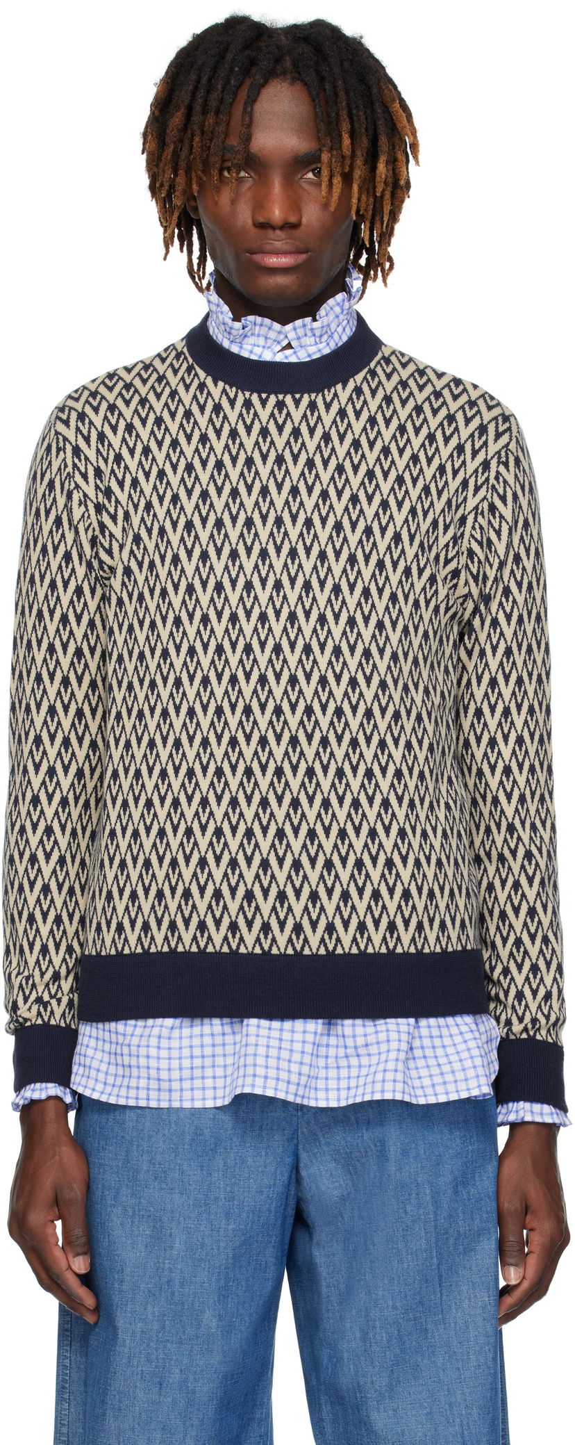 Džemper Valentino Valentino 'Toute La V' Patterned Sweater Bež | 6V3KC33KAR0