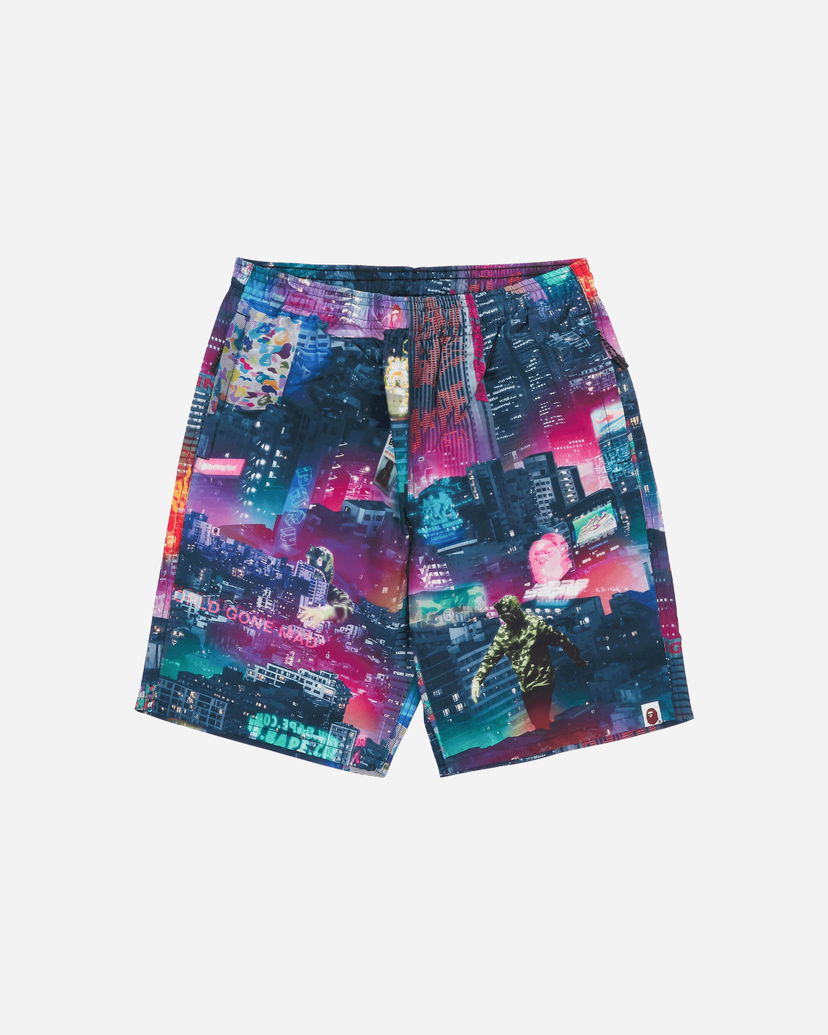 Kratke hlače BAPE Neon Tokyo Track Shorts Višebojno | 1G30153023 BLACK