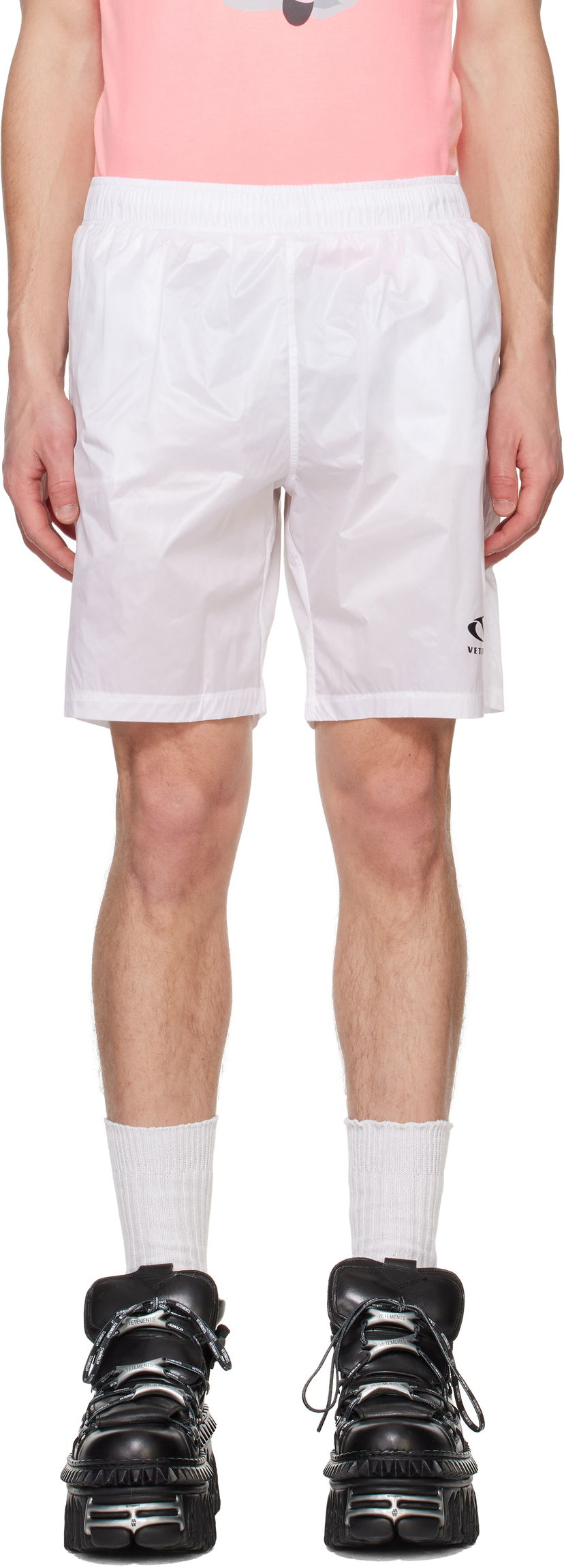 Kratke hlače VETEMENTS Vetements Oval Logo Swim Shorts Bijela | MA66SW100W