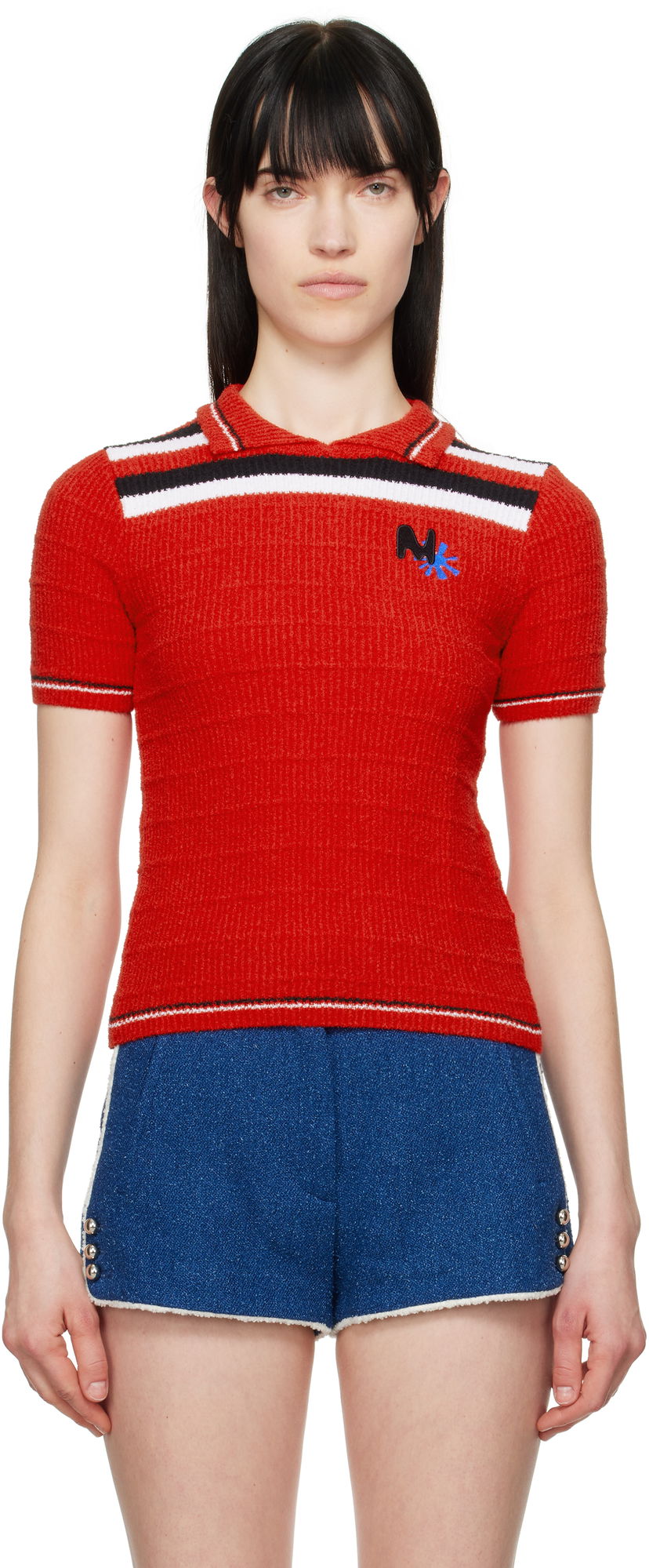 Polo majica MSGM MSGM Embroidered Logo Polo Crvena | 3841MDM202 257289