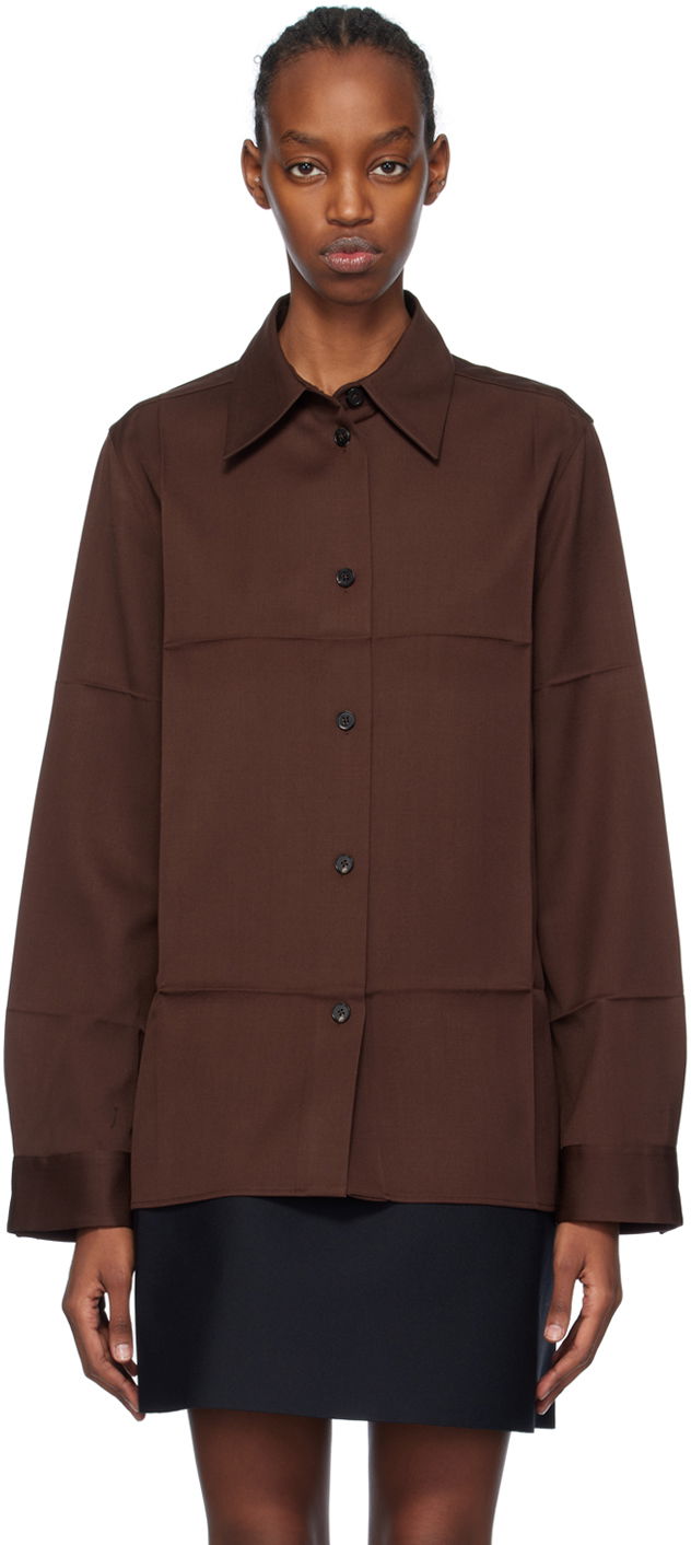 Košulja Jil Sander Spread Collar Shirt Smeđa | J04DL0004_J40003