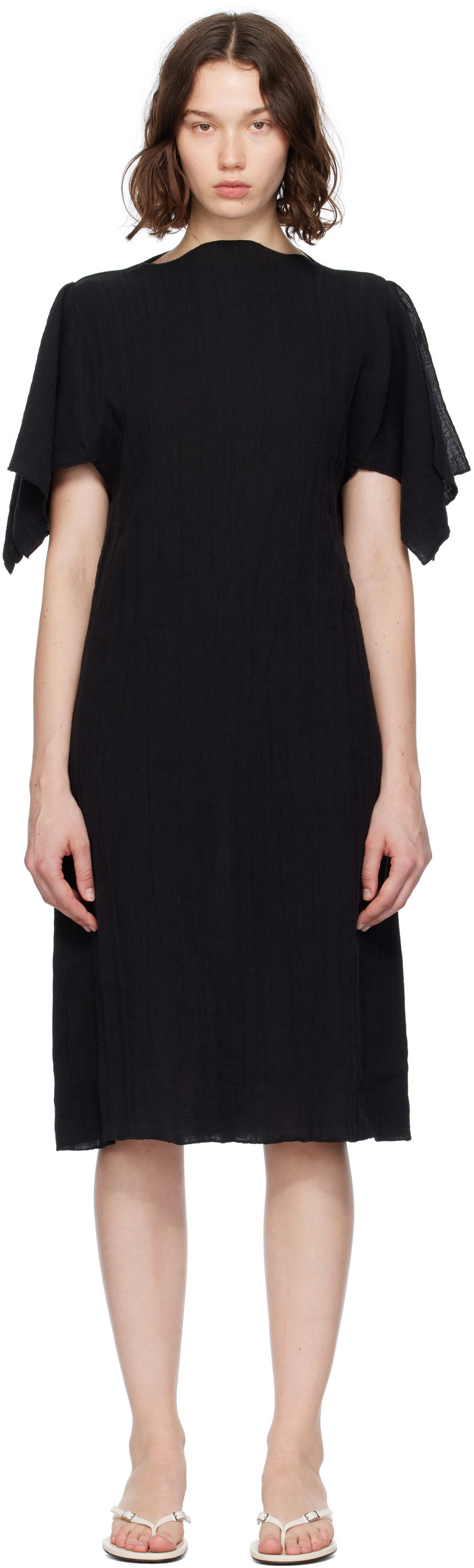 Haljina Baserange Baserange Folio Midi Dress Crna | DRFO-LC-SU25