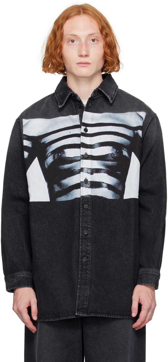 Košulja Jean Paul Gaultier Jean Paul Gaultier 'The Body Marinière' Print Denim Shirt Crna | 24/30-F-CH063I-D016-060100
