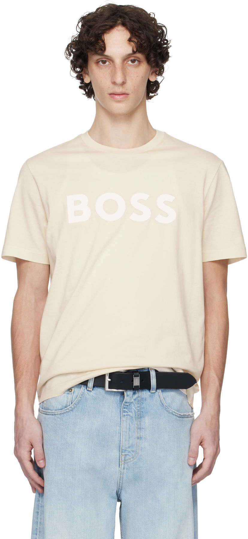 Majica kratkih rukava BOSS BOSS Cotton-Jersey Logo T-Shirt Bež | 50495742