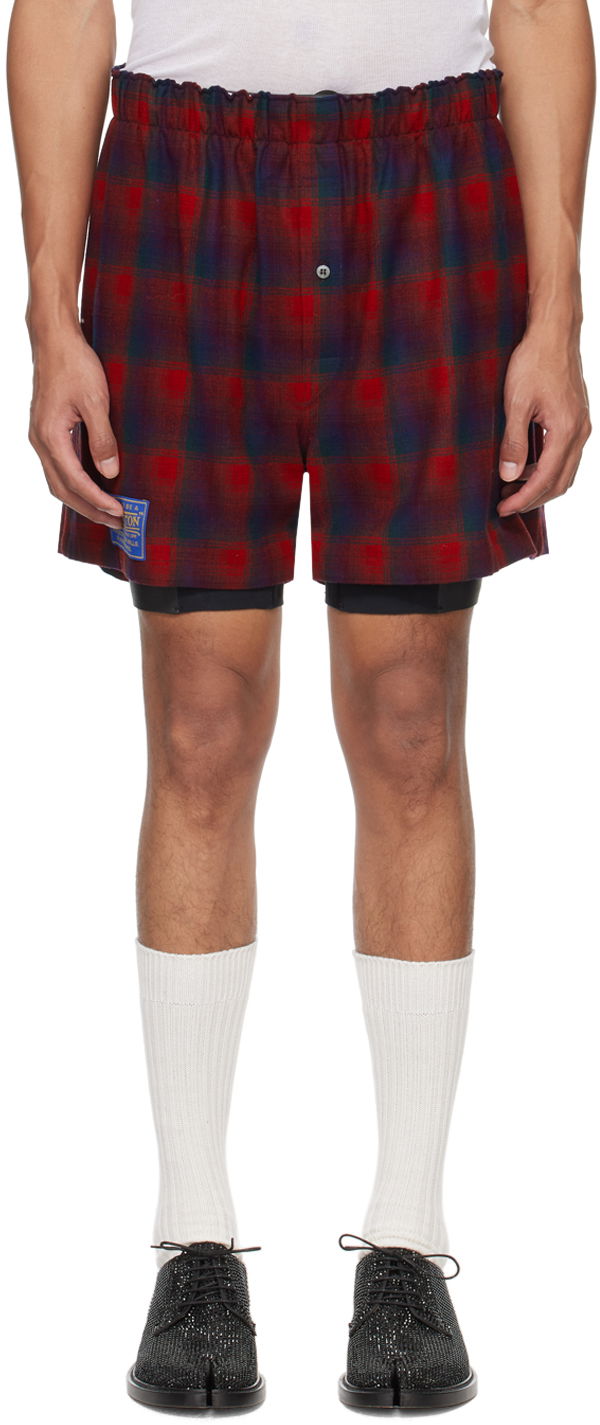 Kratke hlače Maison Margiela Check Shorts Tamnocrvena | S50MU0071 S78037