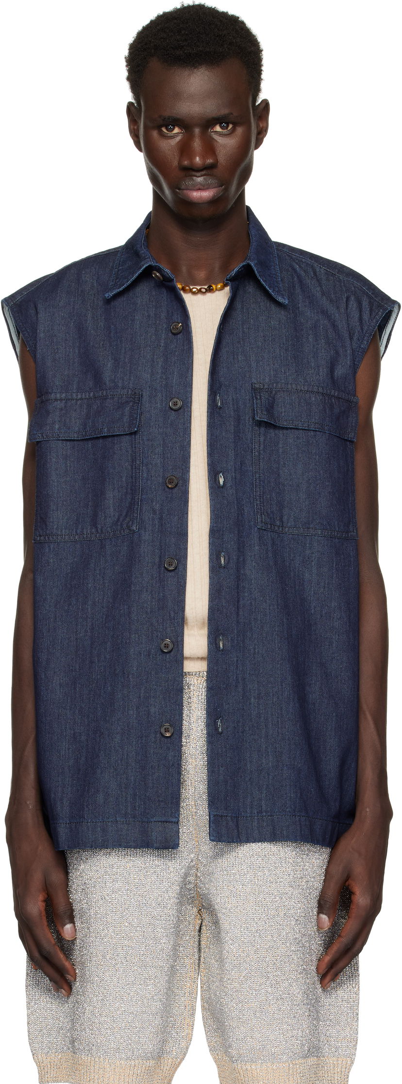 Košulja Dries Van Noten Dries Van Noten Sleeveless Denim Shirt Plava | 251-020728-1553