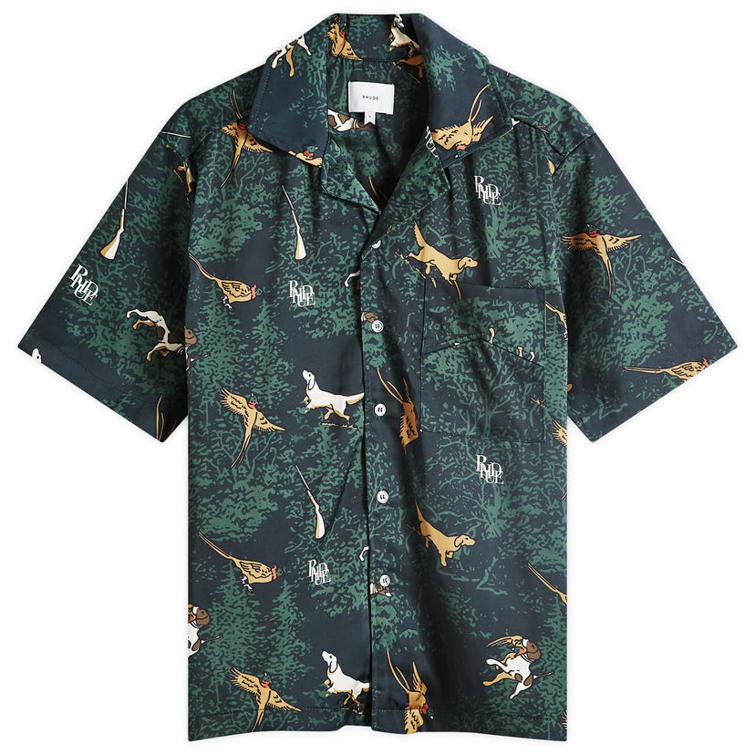 Košulja Rhude Scrambled Dog Vacation Shirt Zelena | RHFW24SR010160015