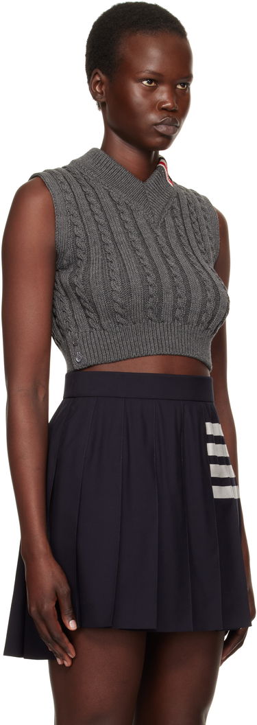 Suknja Thom Browne Cable Cropped V-Neck Vest Plava | FKV202A-Y1024, 1