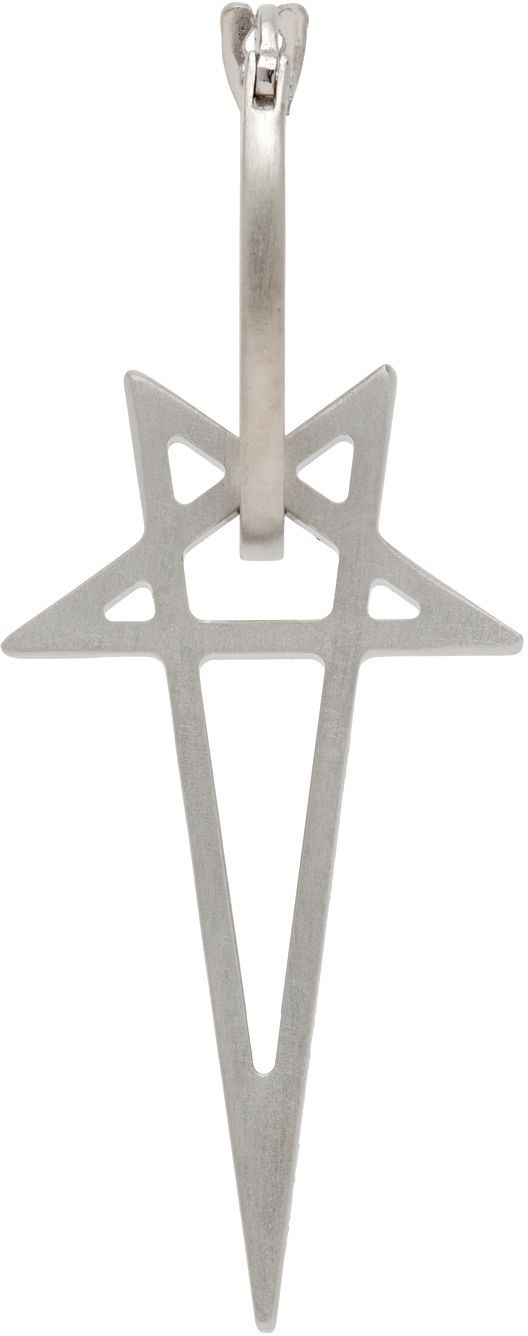 Naušnice Rick Owens Silver Porterville Pentagram Single Earring Metalik | RJ0000067 MMT