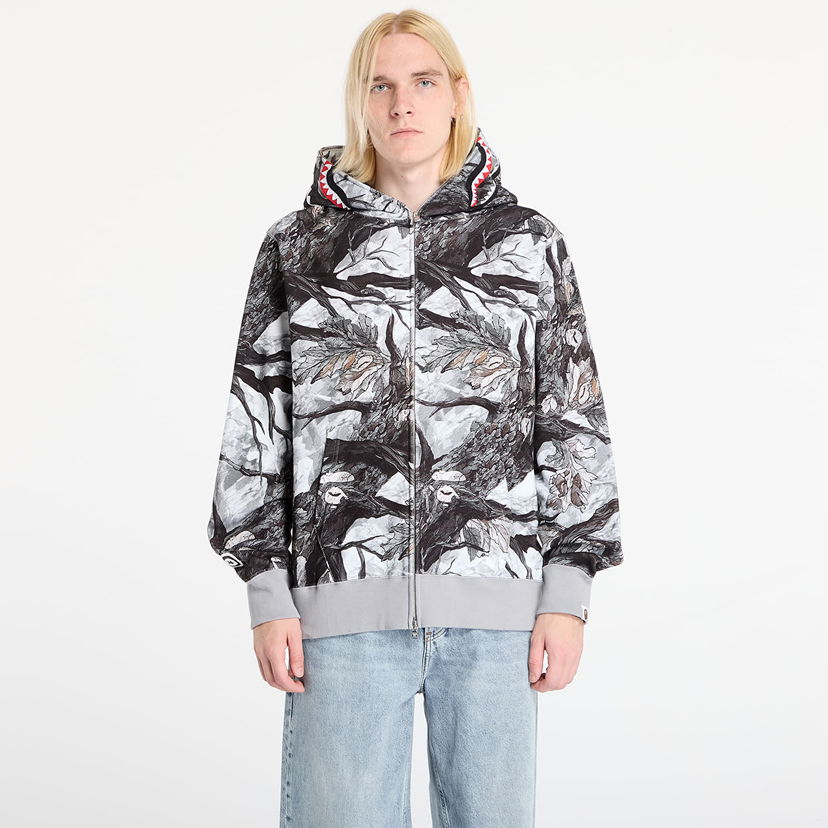 Dukserice BAPE Tree Edge Camo Shark Relaxed Fit Full Zip Hoodie Višebojno | 001ZPL801002MWHT