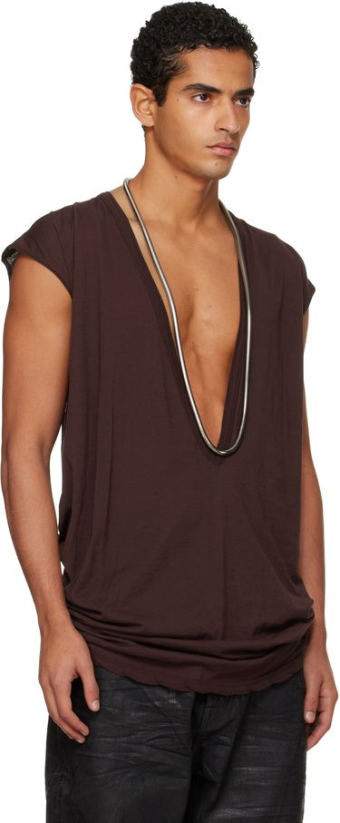Majica kratkih rukava Rick Owens DRKSHDW Concordians Dylan Deep V-neck T-shirt Smeđa | DU02E7157 BH, 1