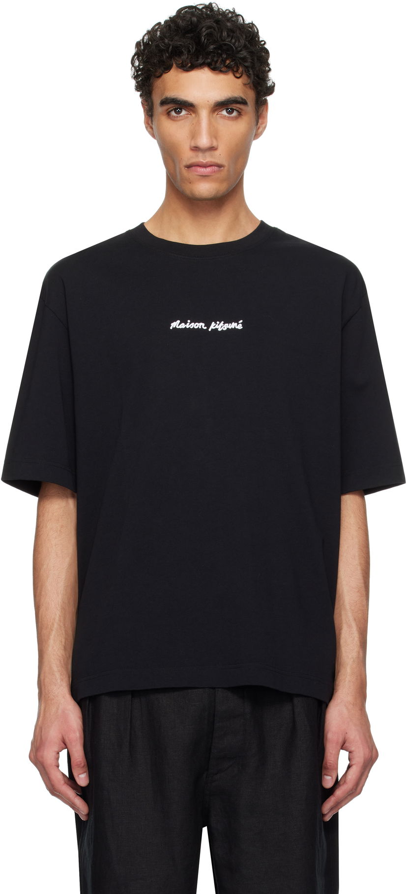 Majica kratkih rukava MAISON KITSUNÉ Maison Kitsuné Handwriting Oversize T-Shirt Crna | OM00122KJ0119