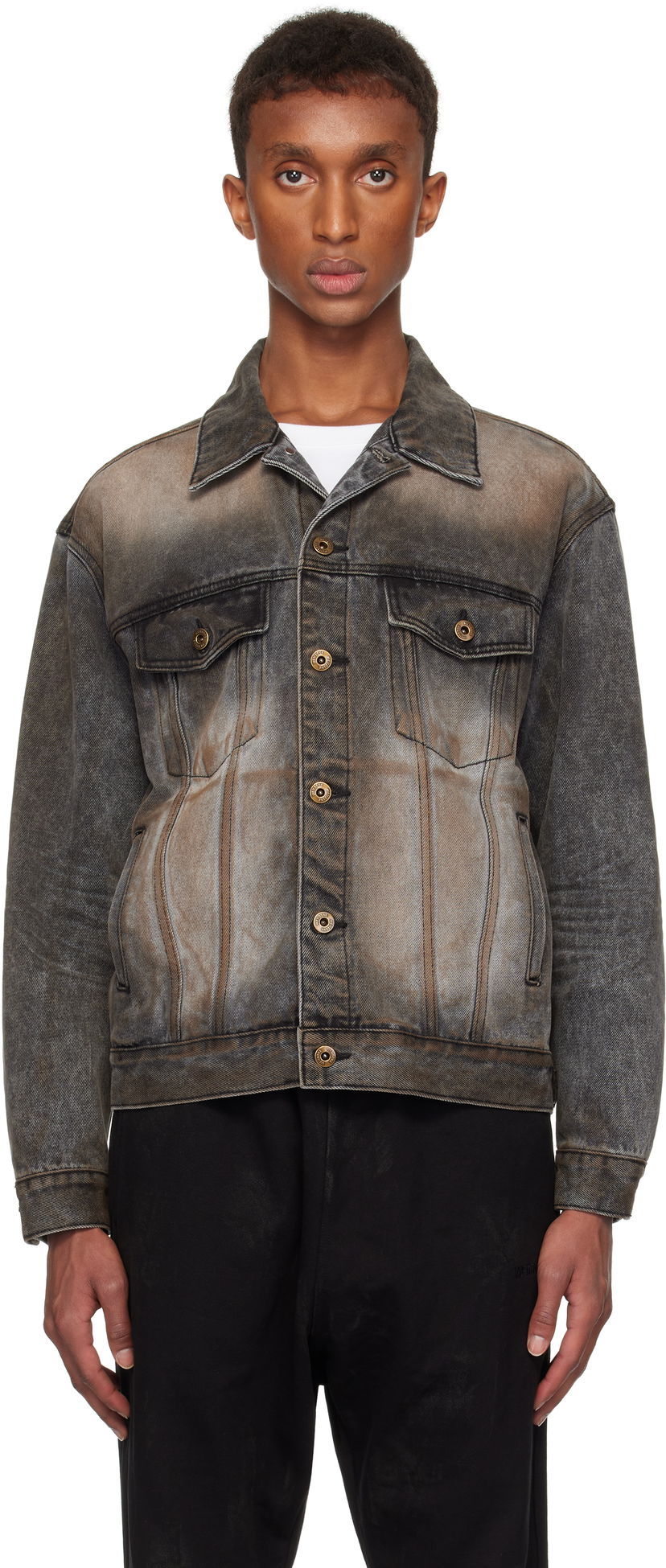 Jakna We11done We11done Washed Denim Jacket Siva | WD-DJ3-24-315-U-BK