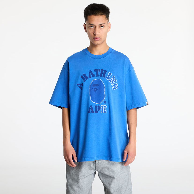 Majica kratkih rukava BAPE Garment Dye College Relaxed Fit T-Shirt Plava | 001CSK801314M BLU