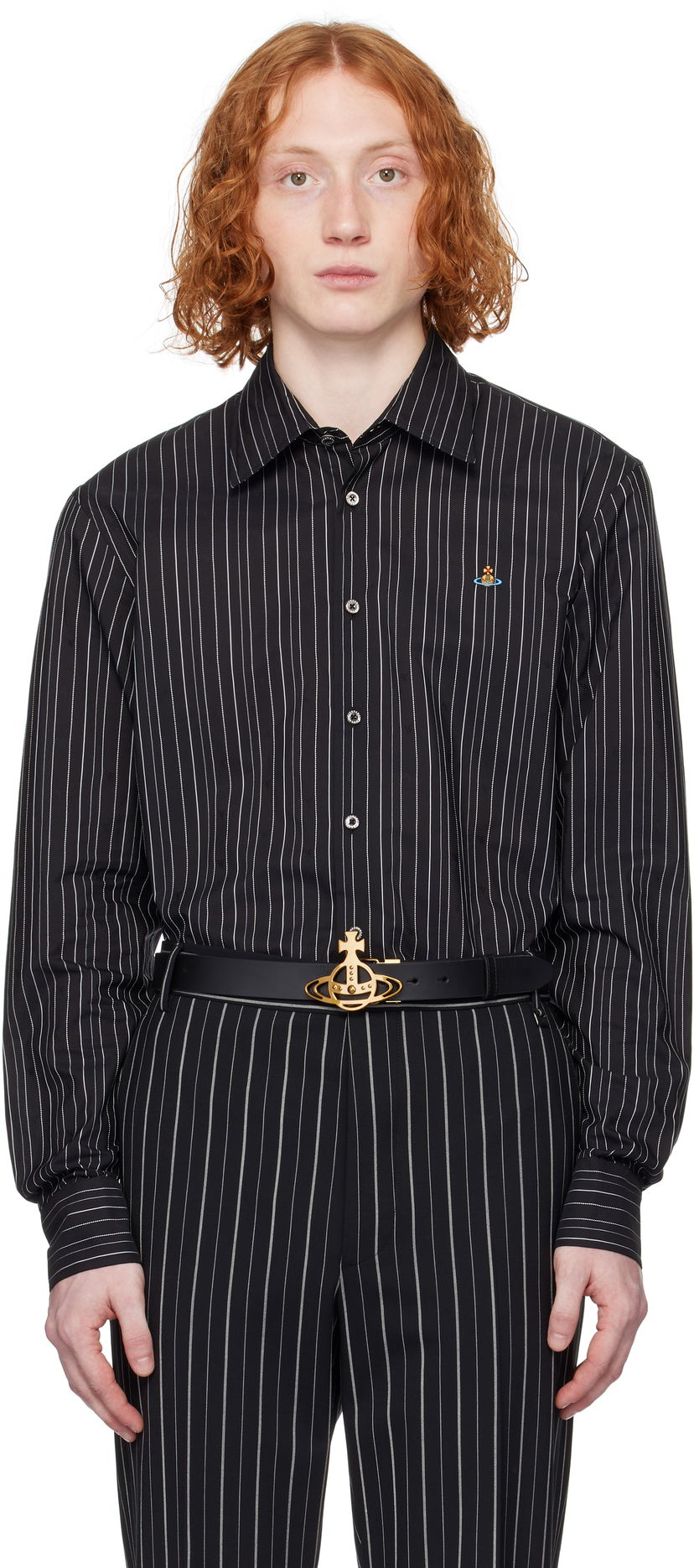 Košulja Vivienne Westwood Vivienne Westwood Pinstripe Button-Down Shirt Crna | 2401000J-W0126-