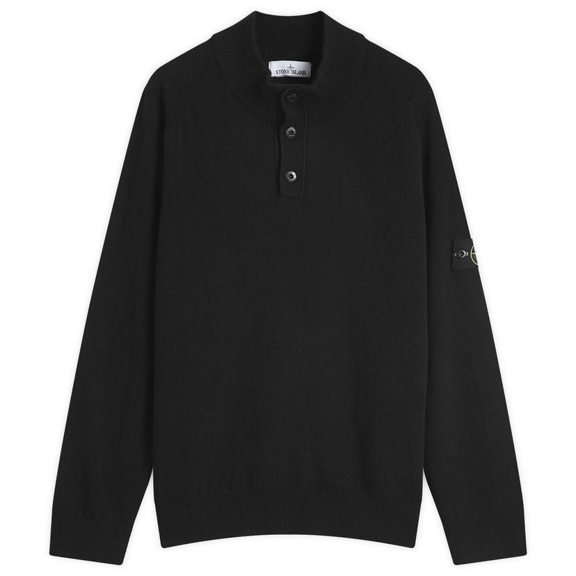 Džemper Stone Island Geelong Wool Half Button Knit, Large Crna | K1S155100043-V0029