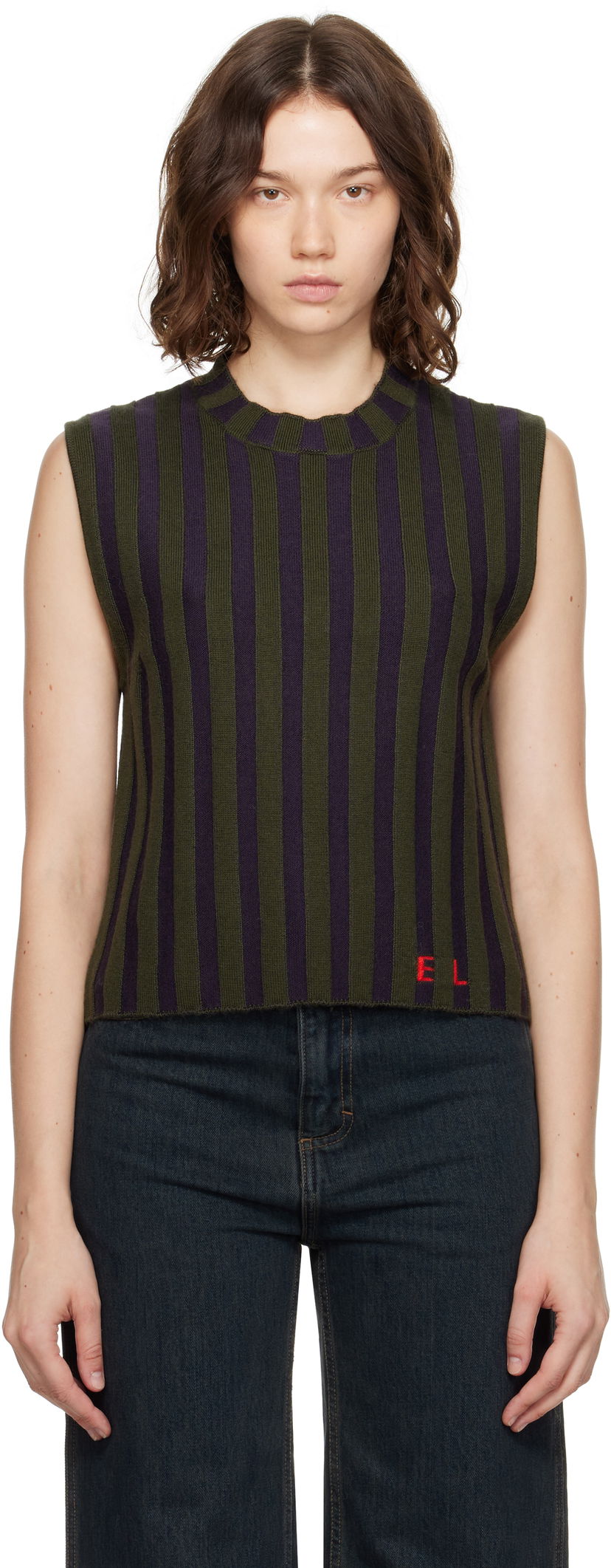 Majica bez rukava Eckhaus Latta Eckhaus Latta Striped Sleeveless Top Zelena | 8025-EL-PF25-M -