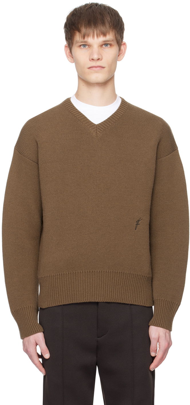 Džemper FERRAGAMO V-Neck Sweater Smeđa | 769799