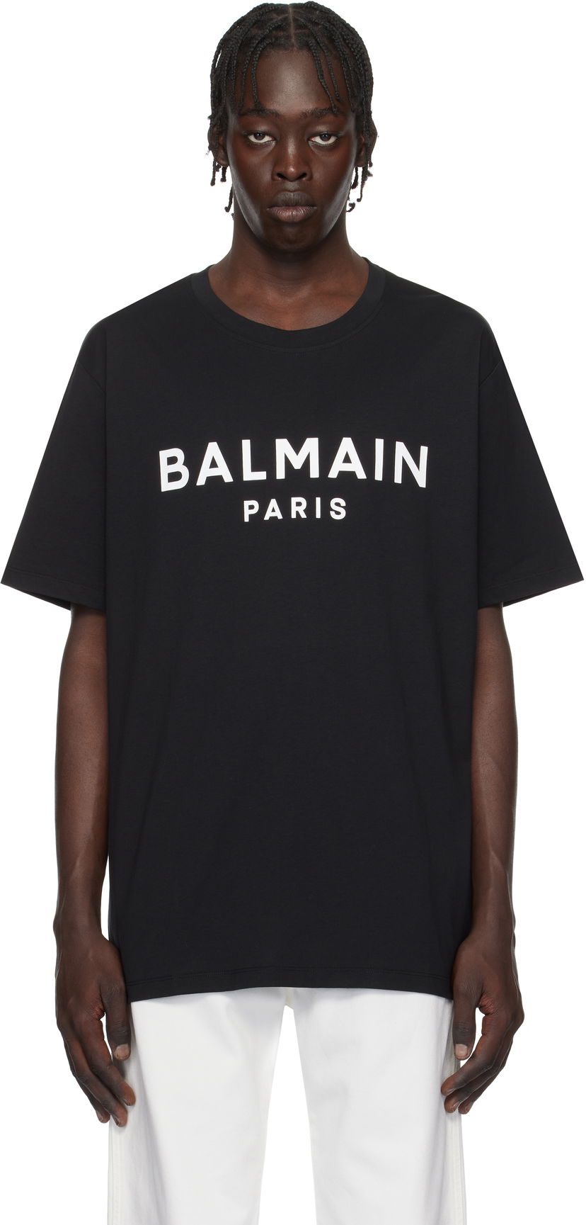 Majica kratkih rukava Balmain Print T-Shirt Crna | EH1EG010BB73