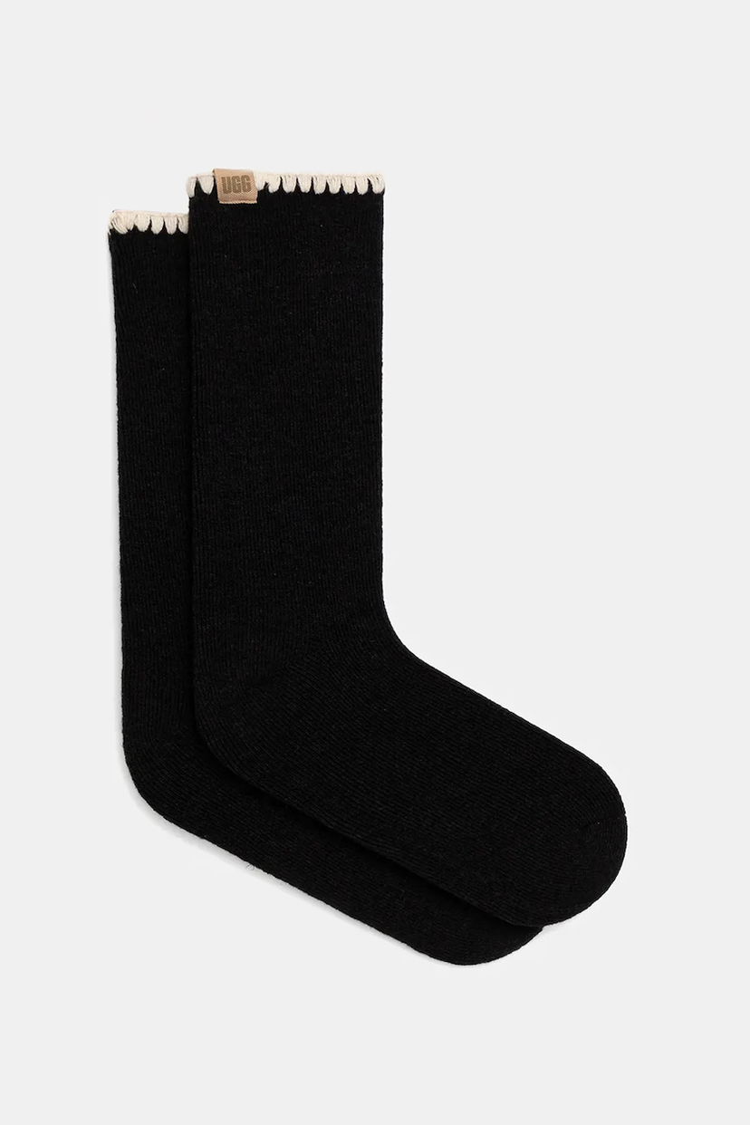 Čarape UGG MARLENY Wool Blend Scalloped Trim Socks Crna | 1163870