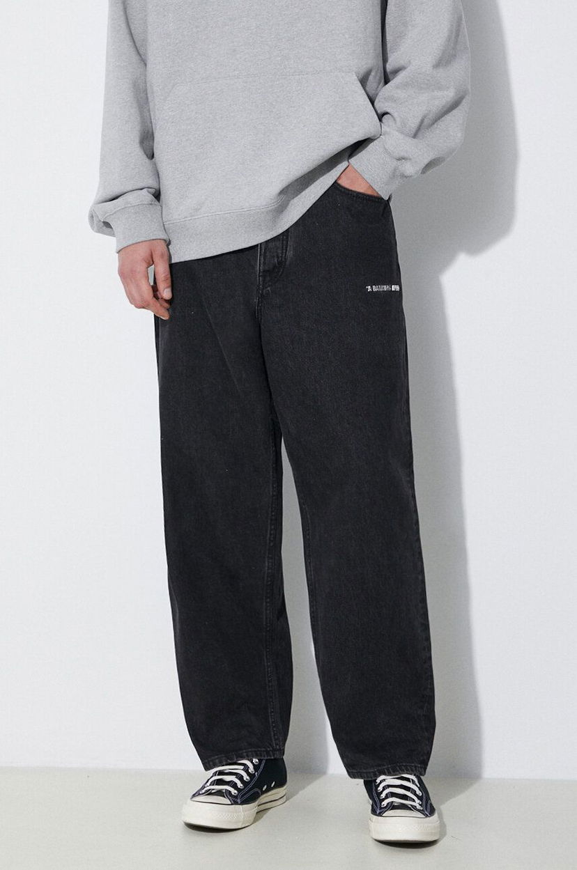 Jeans BAPE A Bathing Ape Metal Logo Pin Denim Pants Crna | 1J80150053