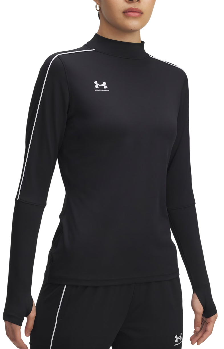 Majica kratkih rukava Under Armour Challenger Midlayer Mock Neck Long-Sleeve Top with Piping Detail and Thumbholes Crna | 6004072-001, 0