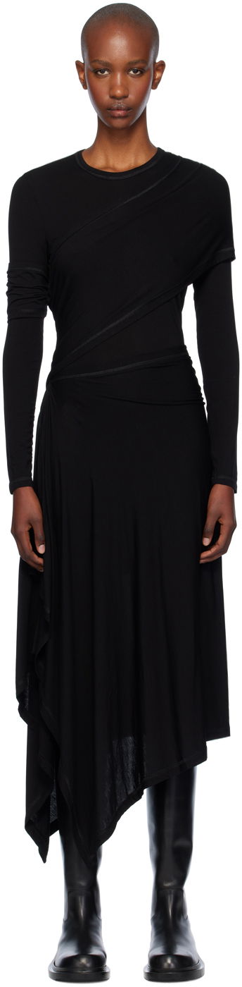 Haljina Helmut Lang Helmut Lang Asymmetric Maxi Dress Crna | O07HW604
