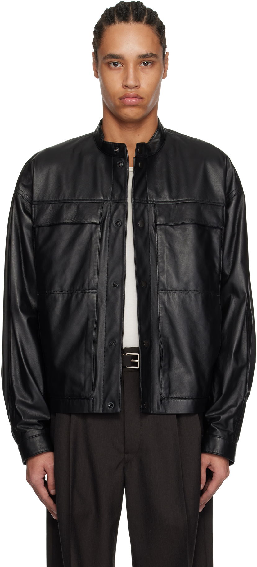 Jakna LEMAIRE Lemaire Soft Boxy Leather Jacket Crna | OW1136 LL0094