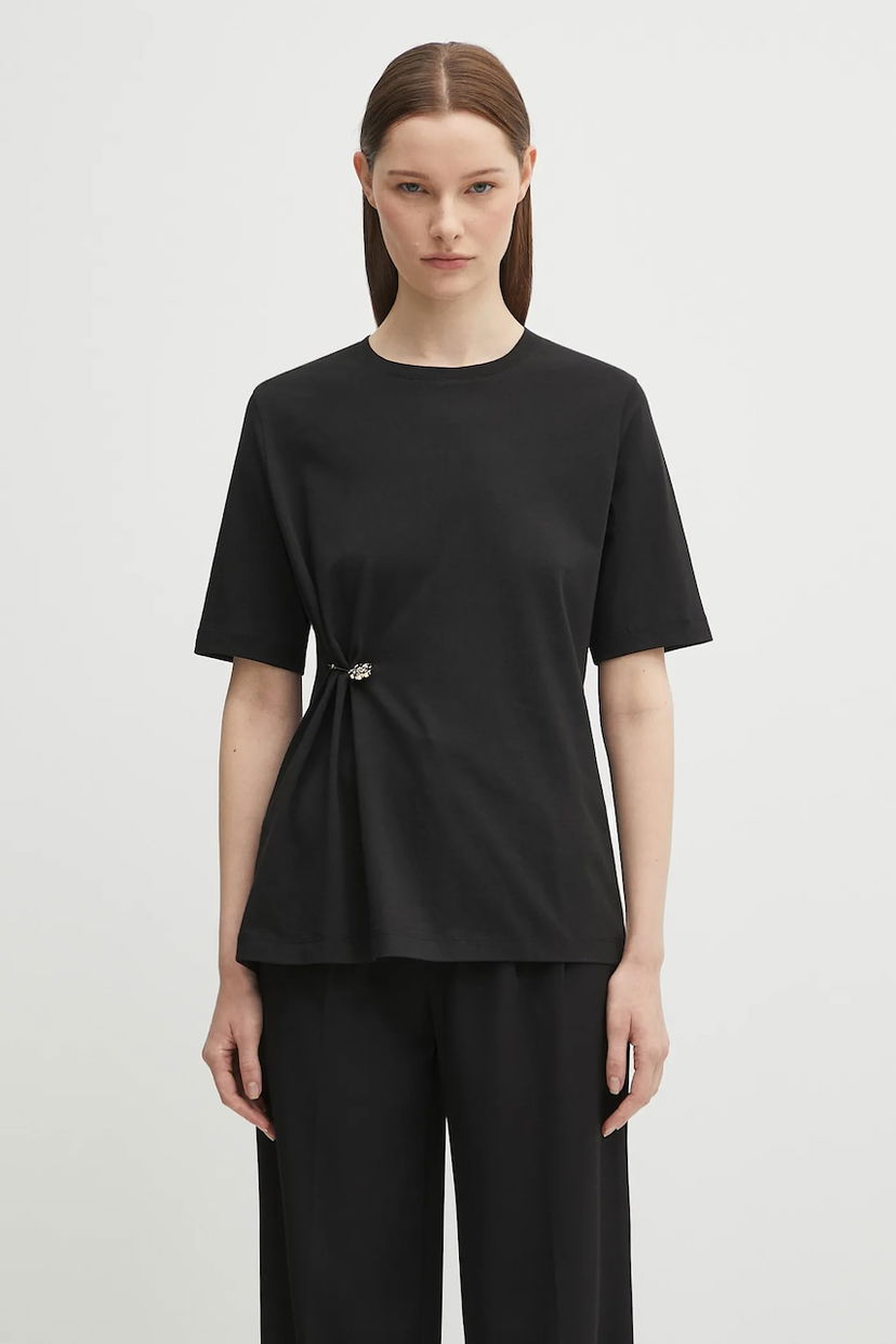Majica kratkih rukava KENZO Kenzo GOTS Drap Detail Loose T-Shirt Crna | FF62TS3514SG