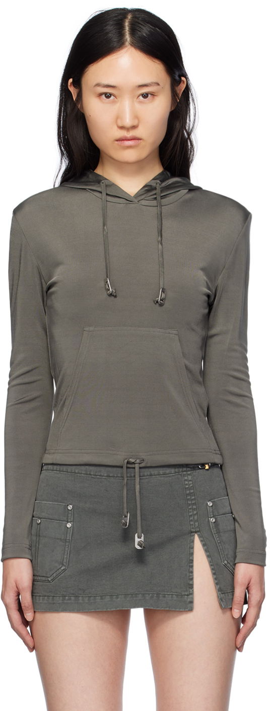 Dukserice Dion Lee Lustrous Shrunken Hoodie Siva | C3164PS24
