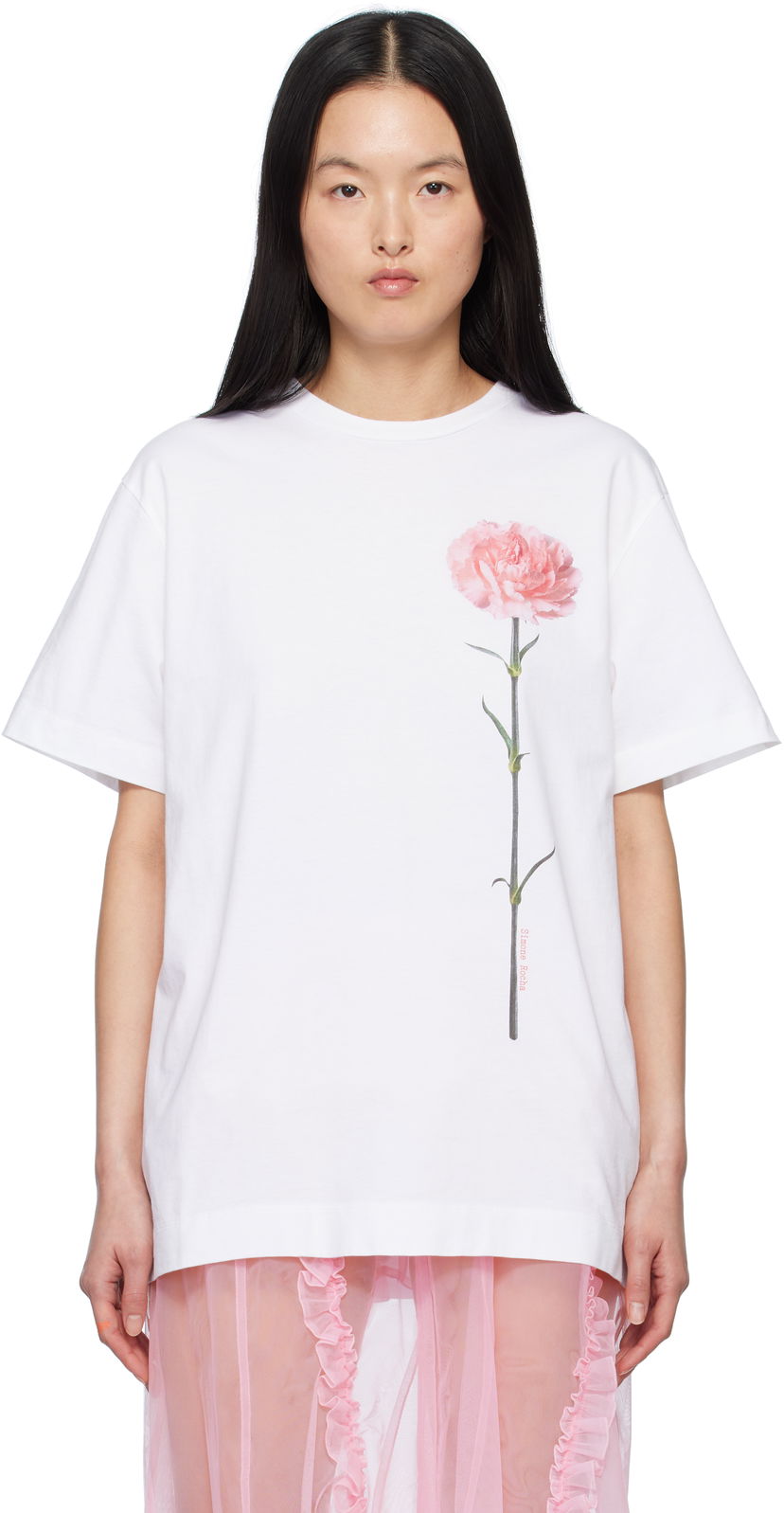 Majica kratkih rukava Simone Rocha Simone Rocha Carnation Print T-Shirt Bijela | 5195P32A-W 0569