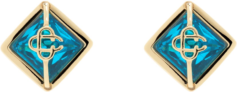 Naušnice Casablanca Crystal Monogram Earrings Tirkiz | APS25-JW-259-01