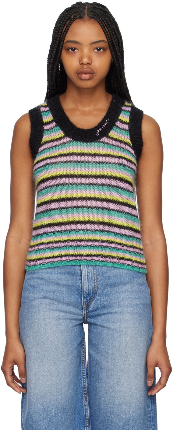 Majica bez rukava GANNI GANNI Striped Knit Tank Top Višebojno | K1863