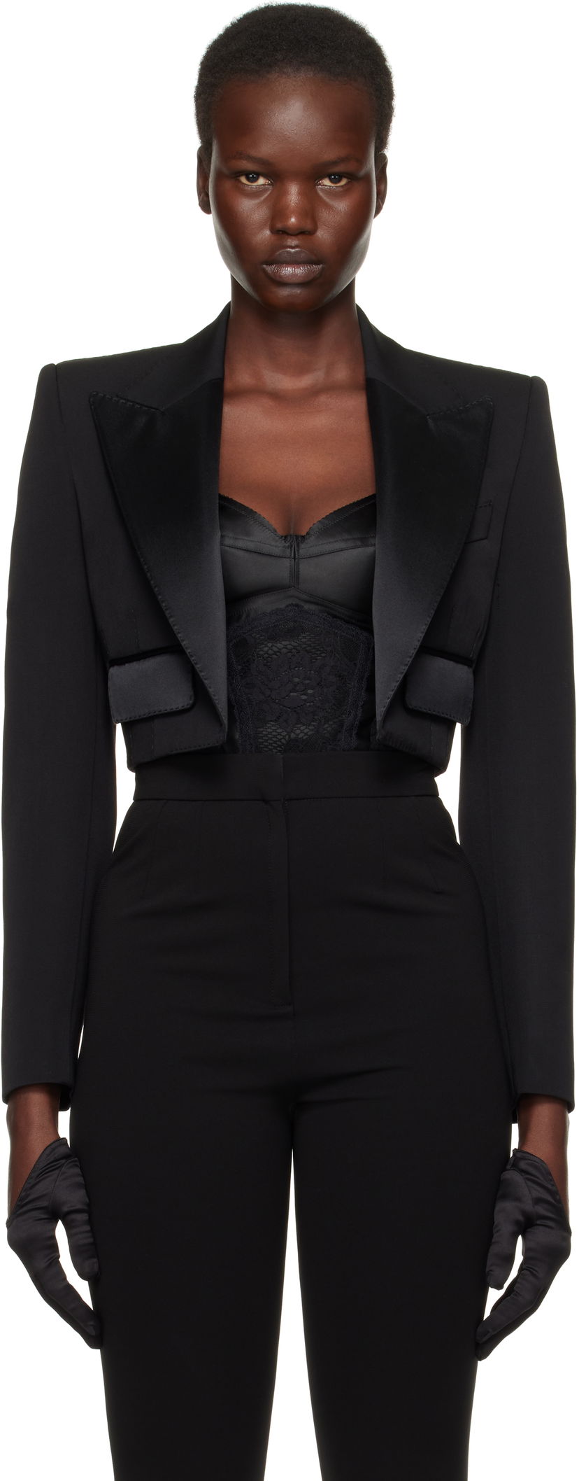 Bomber jakna Dolce & Gabbana Dolce&Gabbana Spencer Tuxedo Wool Blazer Crna | F296YT FU21E