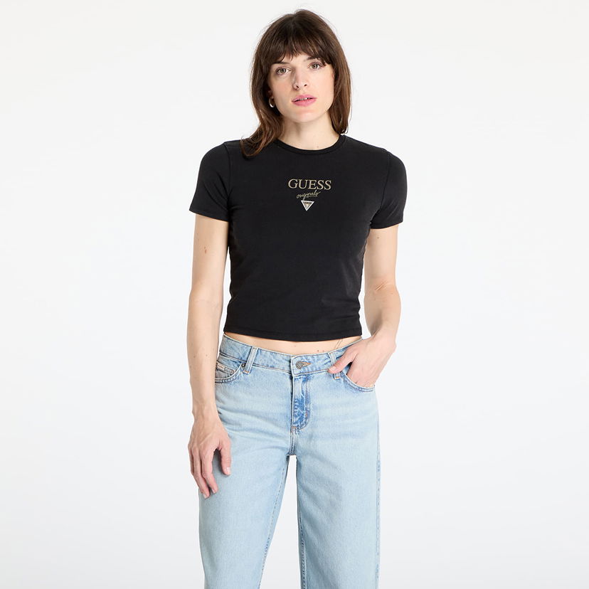 Crop top GUESS GUESS Originals Go Vintage Baker Cropped T-Shirt Crna | W5GI56J1314-JTMU