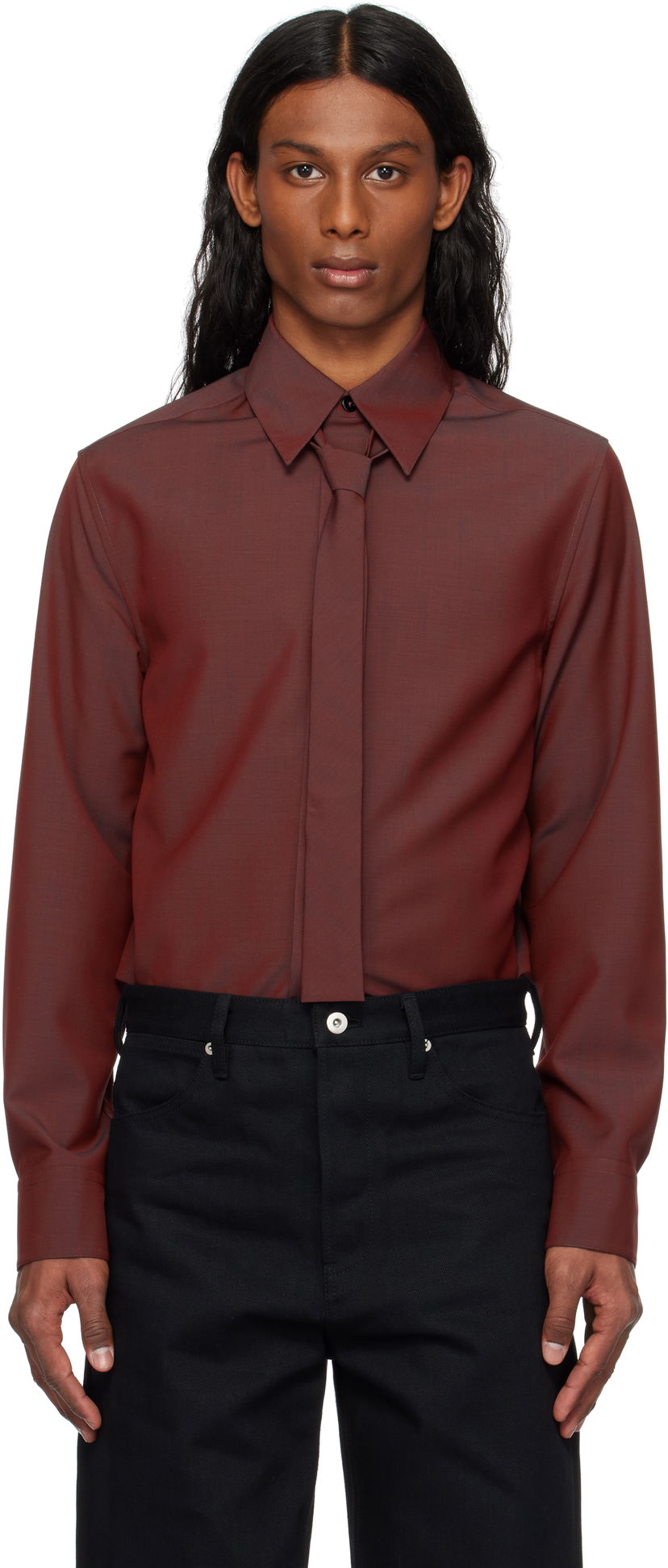 Košulja Jil Sander Jil Sander Tie Shirt Crvena | J21DL0202_J40220