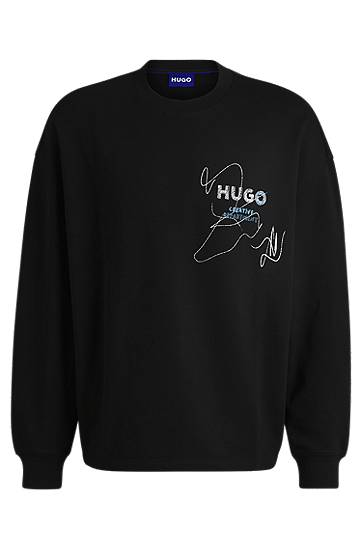 Džemper BOSS HUGO Sweatshirt With Seasonal Artwork Crna | 50534210