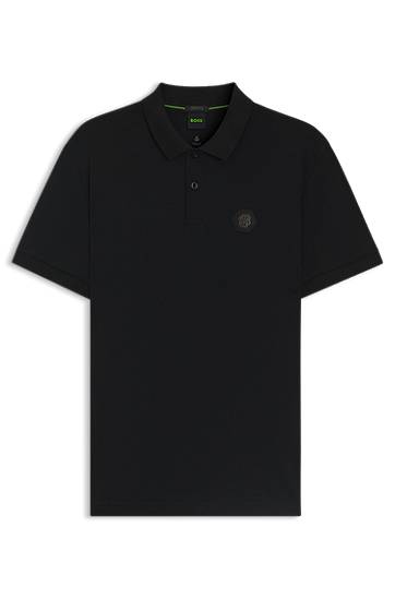 Polo majica BOSS BOSS Pima Cotton Polo Shirt with Double B Monogram Crna | 50543891